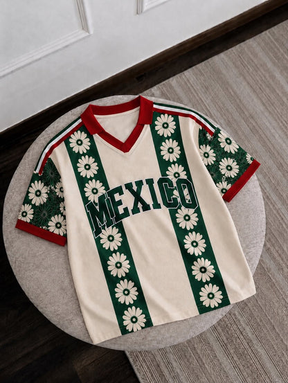 Playera Jersey "México" Floral